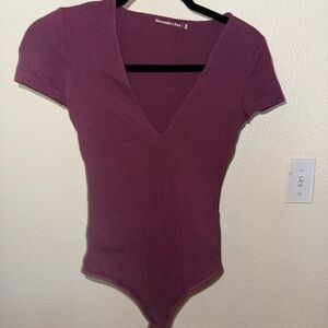 Abercrombie & fitch burgundy deep v bodysuit
